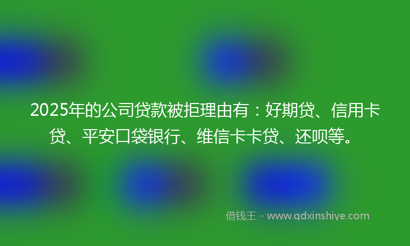 2025年的公司贷款被拒理由有：好期贷、信用卡贷、平安口袋银行、维信卡卡贷、还呗等。
