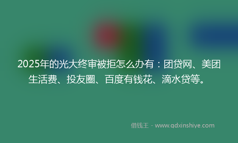 2025年的光大终审被拒怎么办有：团贷网、美团生活费、投友圈、百度有钱花、滴水贷等。