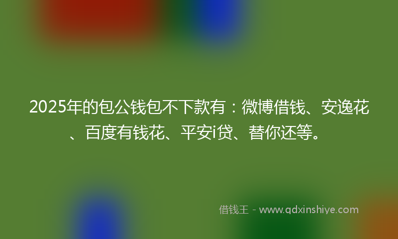 2025年的包公钱包不下款有：微博借钱、安逸花、百度有钱花、平安i贷、替你还等。