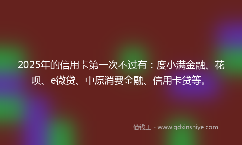 2025年的信用卡第一次不过有：度小满金融、花呗、e微贷、中原消费金融、信用卡贷等。