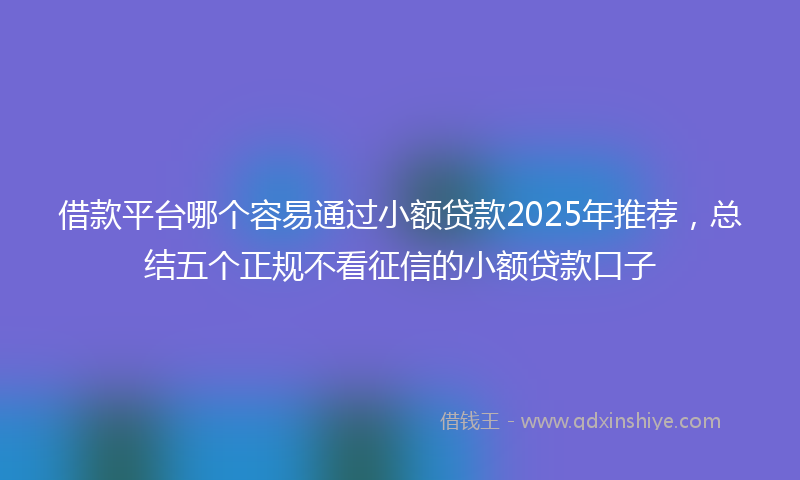 借款平台哪个容易通过小额贷款2025年推荐，总结五个正规不看征信的小额贷款口子