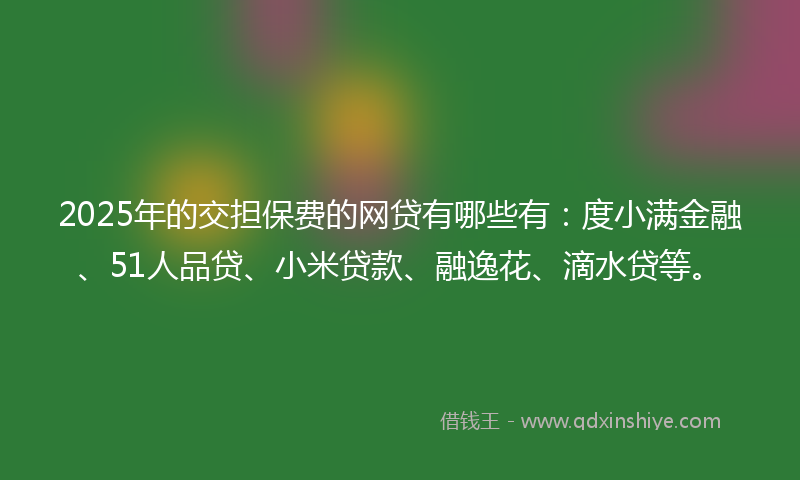 2025年的交担保费的网贷有哪些有：度小满金融、51人品贷、小米贷款、融逸花、滴水贷等。