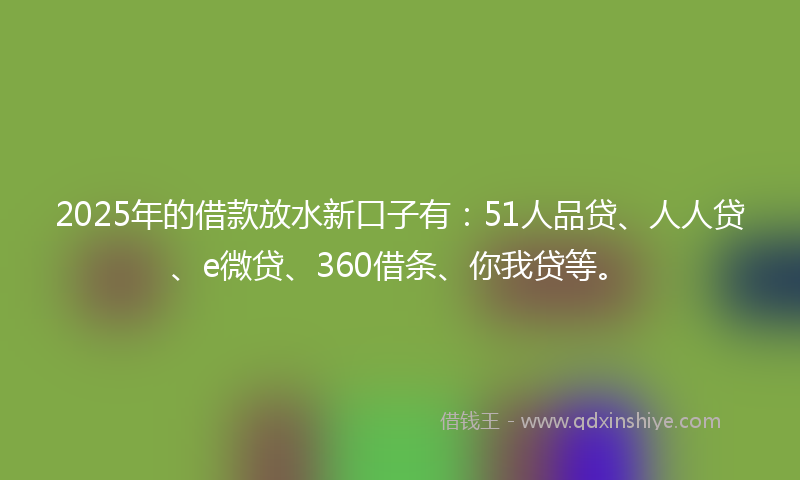 2025年的借款放水新口子有：51人品贷、人人贷、e微贷、360借条、你我贷等。