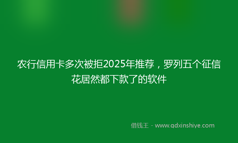 农行信用卡多次被拒2025年推荐，罗列五个征信花居然都下款了的软件