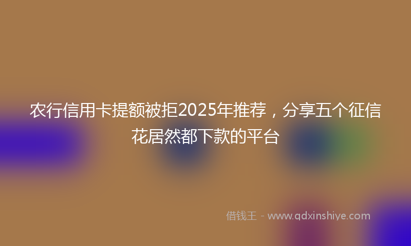 农行信用卡提额被拒2025年推荐，分享五个征信花居然都下款的平台