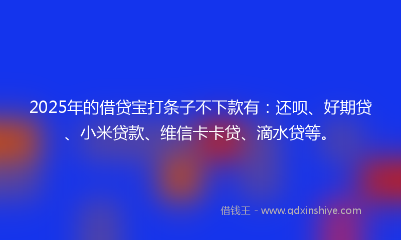 2025年的借贷宝打条子不下款有：还呗、好期贷、小米贷款、维信卡卡贷、滴水贷等。