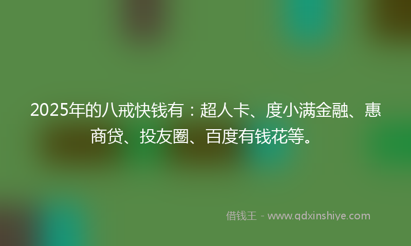 2025年的八戒快钱有：超人卡、度小满金融、惠商贷、投友圈、百度有钱花等。