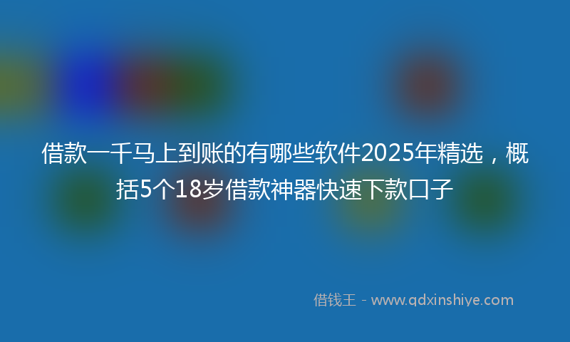借款一千马上到账的有哪些软件2025年精选，概括5个18岁借款神器快速下款口子