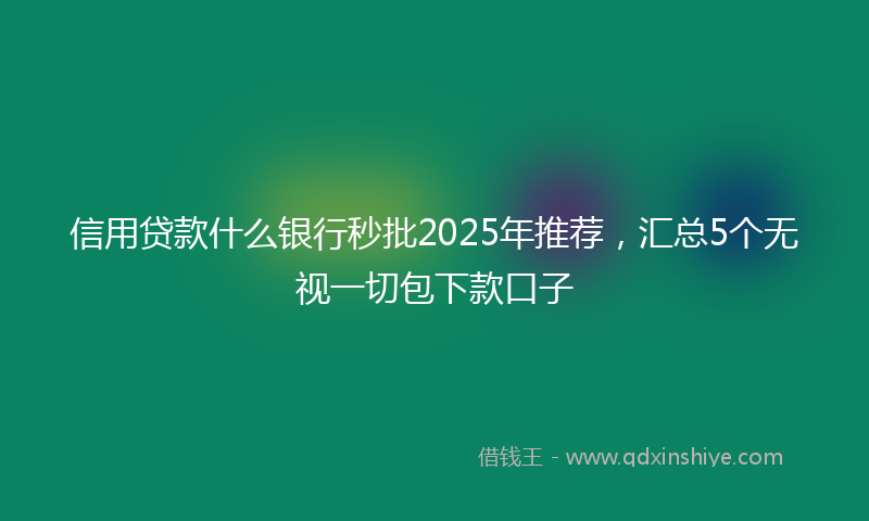 信用贷款什么银行秒批2025年推荐，汇总5个无视一切包下款口子