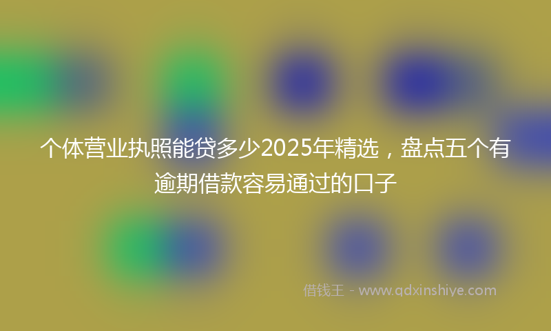 个体营业执照能贷多少2025年精选，盘点五个有逾期借款容易通过的口子