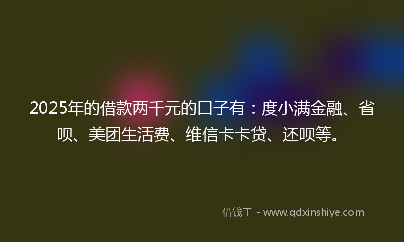 2025年的借款两千元的口子有：度小满金融、省呗、美团生活费、维信卡卡贷、还呗等。