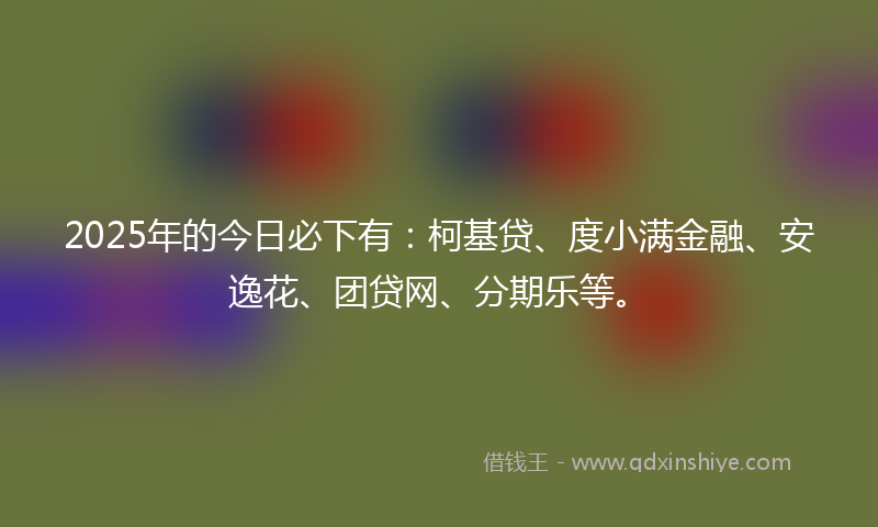 2025年的今日必下有：柯基贷、度小满金融、安逸花、团贷网、分期乐等。