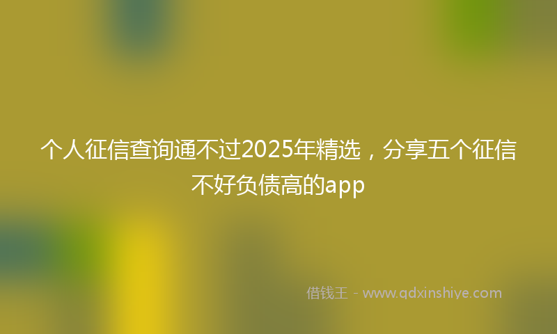个人征信查询通不过2025年精选，分享五个征信不好负债高的app