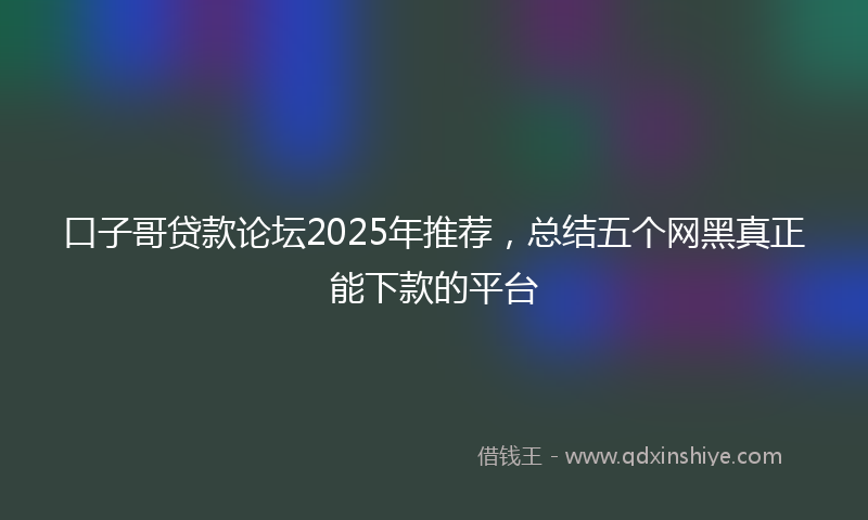 口子哥贷款论坛2025年推荐，总结五个网黑真正能下款的平台