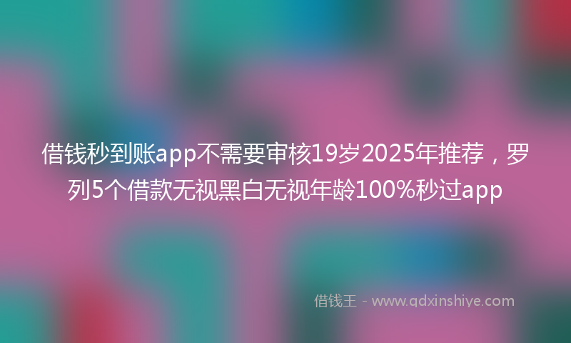 借钱秒到账app不需要审核19岁2025年推荐，罗列5个借款无视黑白无视年龄100%秒过app