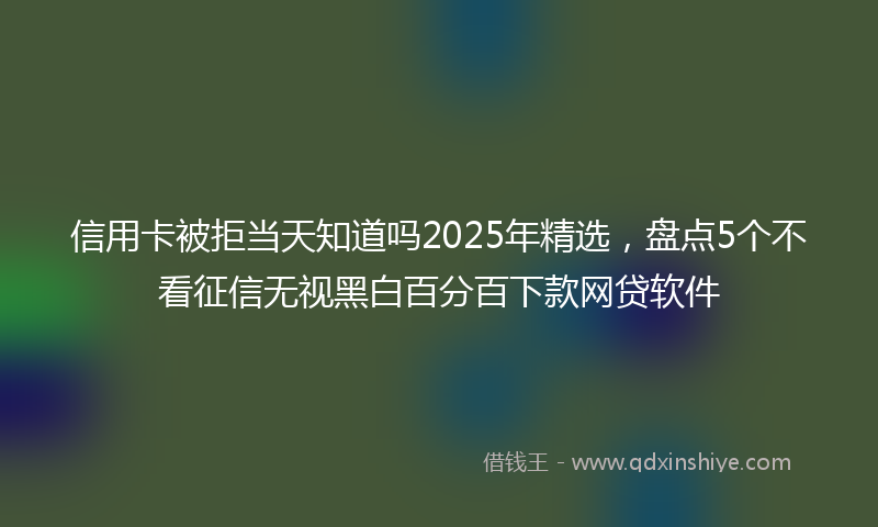 信用卡被拒当天知道吗2025年精选，盘点5个不看征信无视黑白百分百下款网贷软件