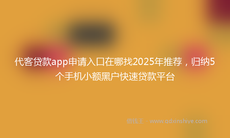 代客贷款app申请入口在哪找2025年推荐，归纳5个手机小额黑户快速贷款平台