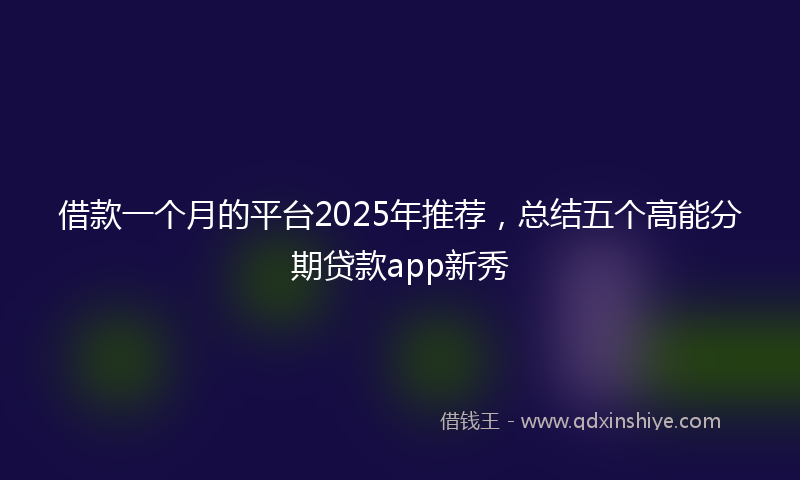 借款一个月的平台2025年推荐，总结五个高能分期贷款app新秀
