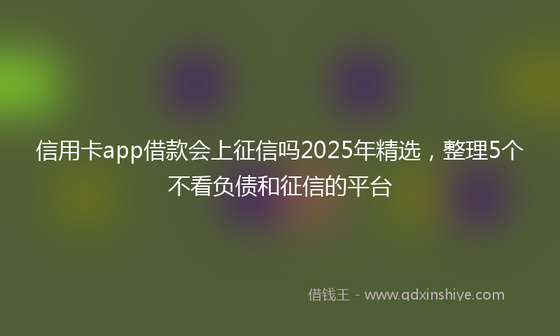 信用卡app借款会上征信吗2025年精选，整理5个不看负债和征信的平台