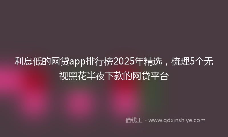 利息低的网贷app排行榜2025年精选，梳理5个无视黑花半夜下款的网贷平台