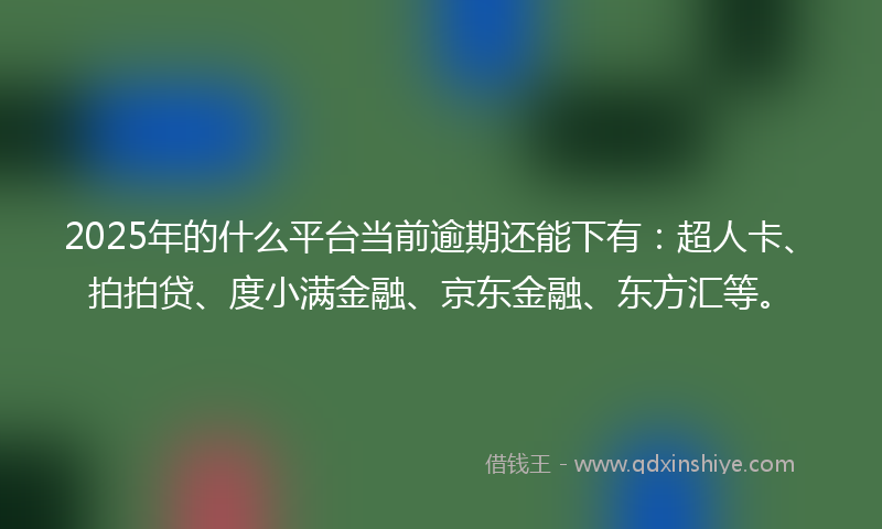2025年的什么平台当前逾期还能下有：超人卡、拍拍贷、度小满金融、京东金融、东方汇等。