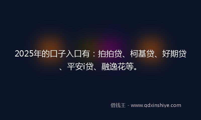 2025年的口子入口有：拍拍贷、柯基贷、好期贷、平安i贷、融逸花等。