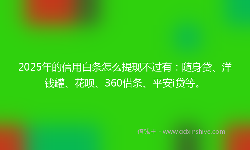 2025年的信用白条怎么提现不过有：随身贷、洋钱罐、花呗、360借条、平安i贷等。