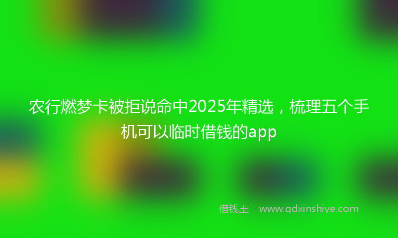 农行燃梦卡被拒说命中2025年精选，梳理五个手机可以临时借钱的app