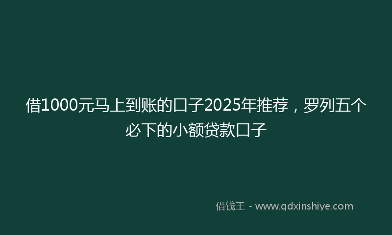 借1000元马上到账的口子2025年推荐，罗列五个必下的小额贷款口子
