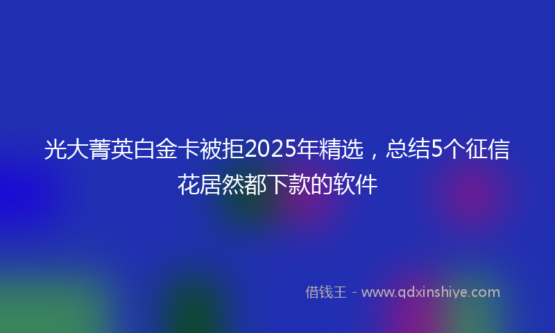 光大菁英白金卡被拒2025年精选，总结5个征信花居然都下款的软件