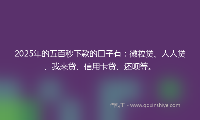 2025年的五百秒下款的口子有：微粒贷、人人贷、我来贷、信用卡贷、还呗等。