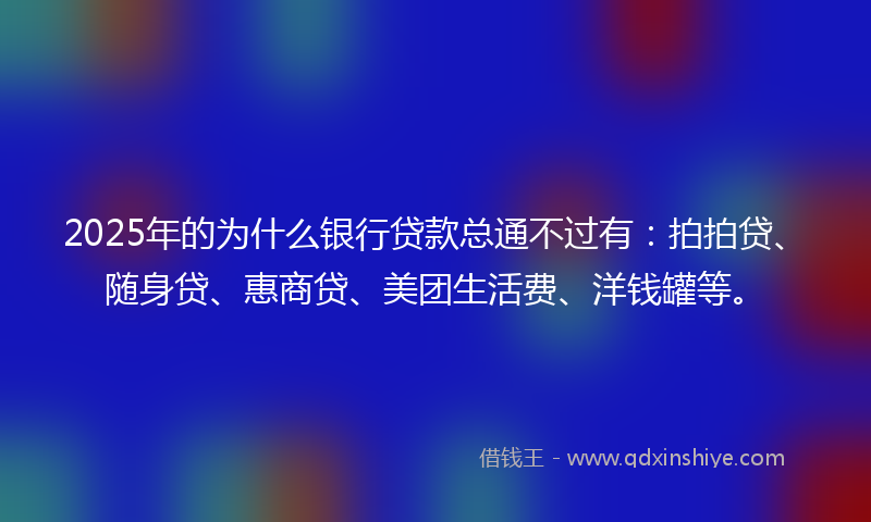 2025年的为什么银行贷款总通不过有：拍拍贷、随身贷、惠商贷、美团生活费、洋钱罐等。