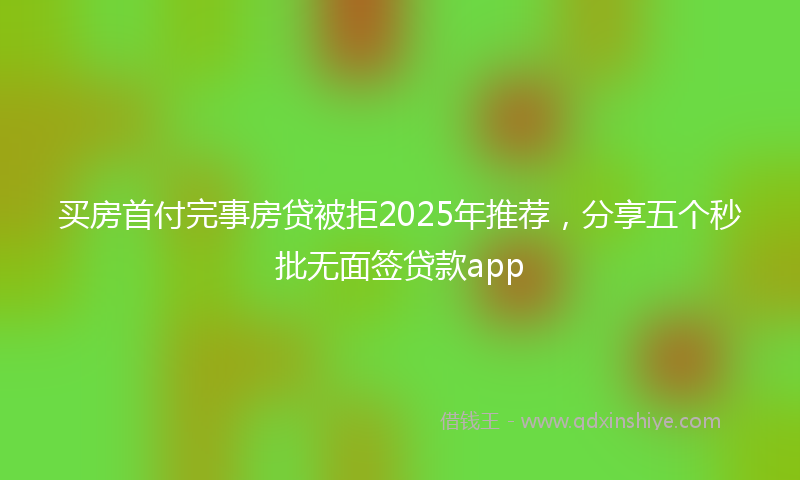 买房首付完事房贷被拒2025年推荐，分享五个秒批无面签贷款app
