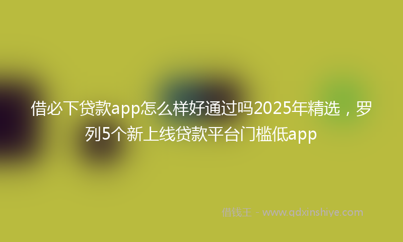 借必下贷款app怎么样好通过吗2025年精选，罗列5个新上线贷款平台门槛低app