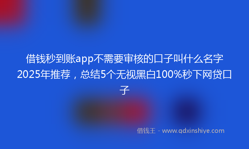 借钱秒到账app不需要审核的口子叫什么名字2025年推荐，总结5个无视黑白100%秒下网贷口子