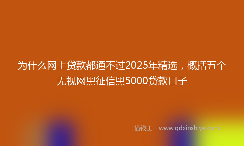 为什么网上贷款都通不过2025年精选，概括五个无视网黑征信黑5000贷款口子