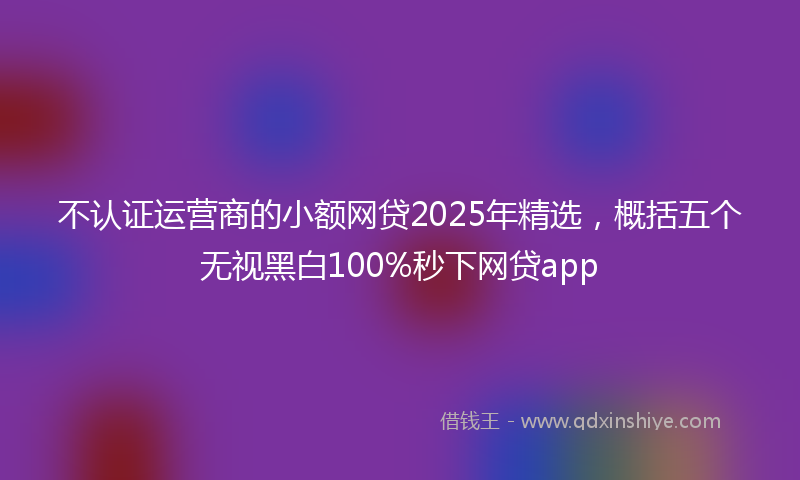 不认证运营商的小额网贷2025年精选，概括五个无视黑白100%秒下网贷app