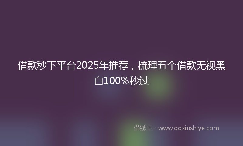 借款秒下平台2025年推荐，梳理五个借款无视黑白100%秒过