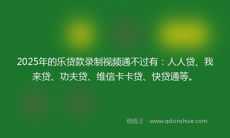 2025年的乐贷款录制视频通不过有：人人贷、我来贷、功夫贷、维信卡卡贷、快贷通等。