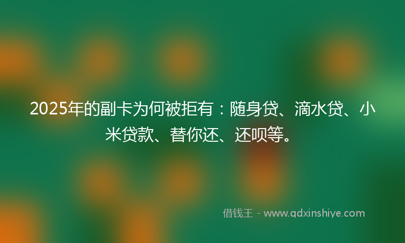 2025年的副卡为何被拒有：随身贷、滴水贷、小米贷款、替你还、还呗等。