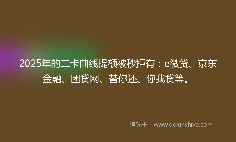 2025年的二卡曲线提额被秒拒有：e微贷、京东金融、团贷网、替你还、你我贷等。