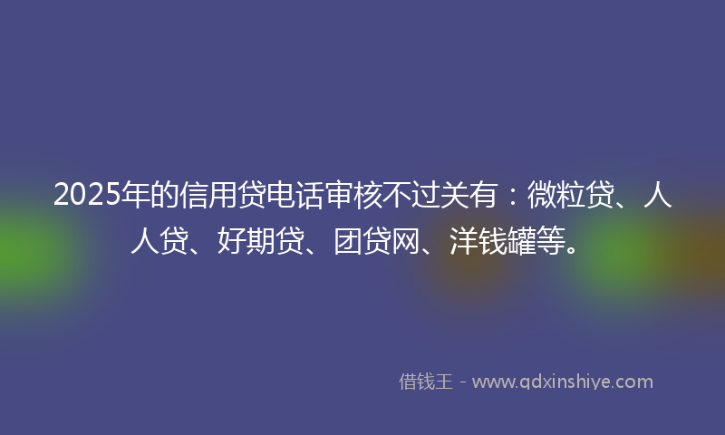 2025年的信用贷电话审核不过关有：微粒贷、人人贷、好期贷、团贷网、洋钱罐等。