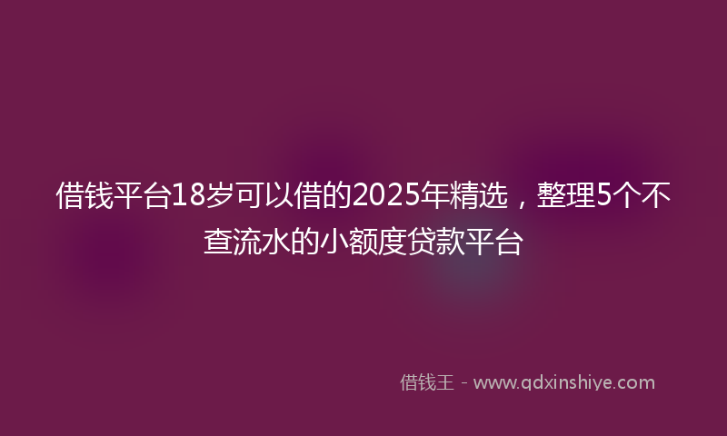 借钱平台18岁可以借的2025年精选，整理5个不查流水的小额度贷款平台