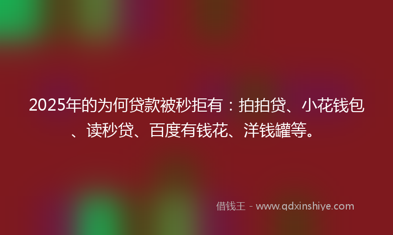 2025年的为何贷款被秒拒有:拍拍贷、小花钱包、读秒贷、百度有钱花、洋钱罐等。