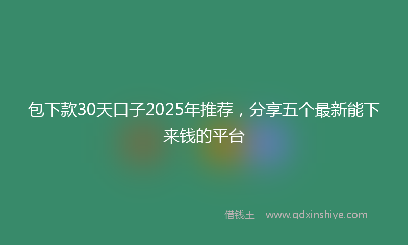 包下款30天口子2025年推荐，分享五个最新能下来钱的平台