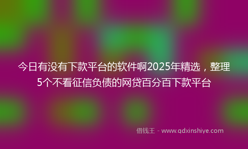 今日有没有下款平台的软件啊2025年精选，整理5个不看征信负债的网贷百分百下款平台