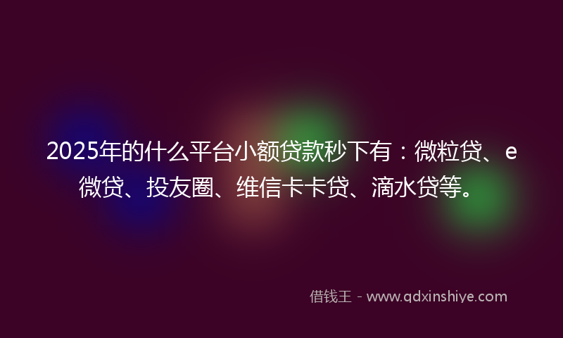 2025年的什么平台小额贷款秒下有：微粒贷、e微贷、投友圈、维信卡卡贷、滴水贷等。