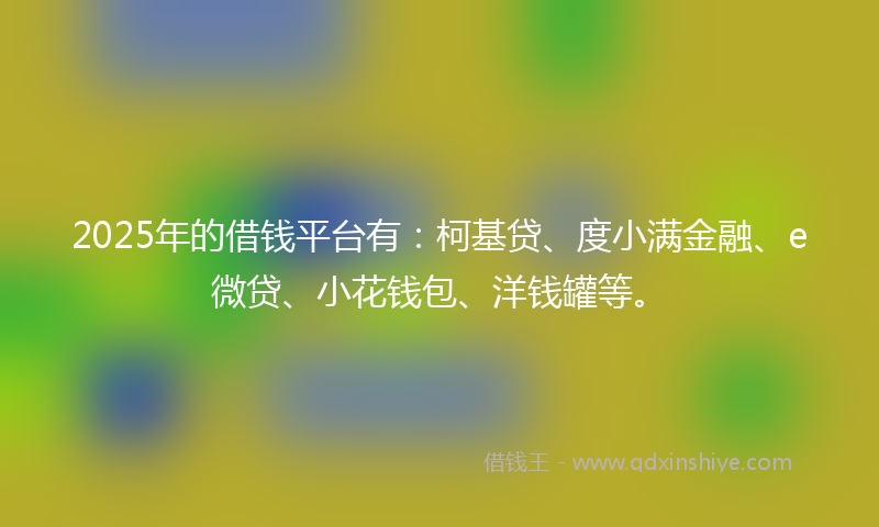 2025年的借钱平台有：柯基贷、度小满金融、e微贷、小花钱包、洋钱罐等。