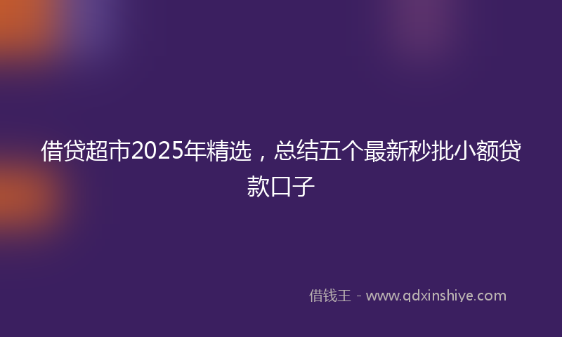 借贷超市2025年精选，总结五个最新秒批小额贷款口子