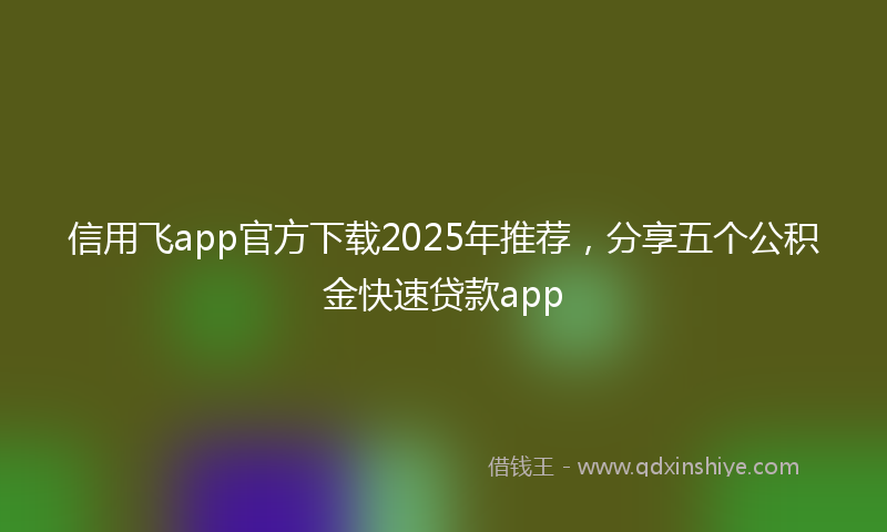 信用飞app官方下载2025年推荐，分享五个公积金快速贷款app